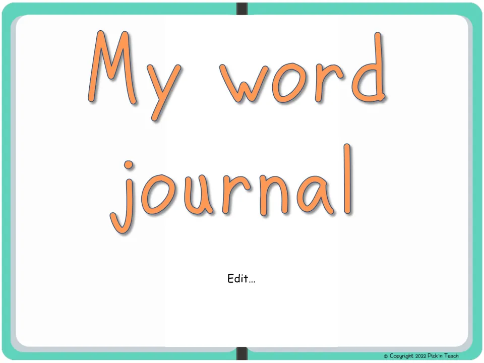 Third digital vocabulary journal cover option, titled 'My word journal,' with an 'Edit...' placeholder