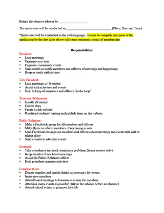 Editable Language Club Officer Application Form – preview 2