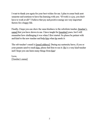 Maternity Leave Letter to Parents from a Teacher – preview