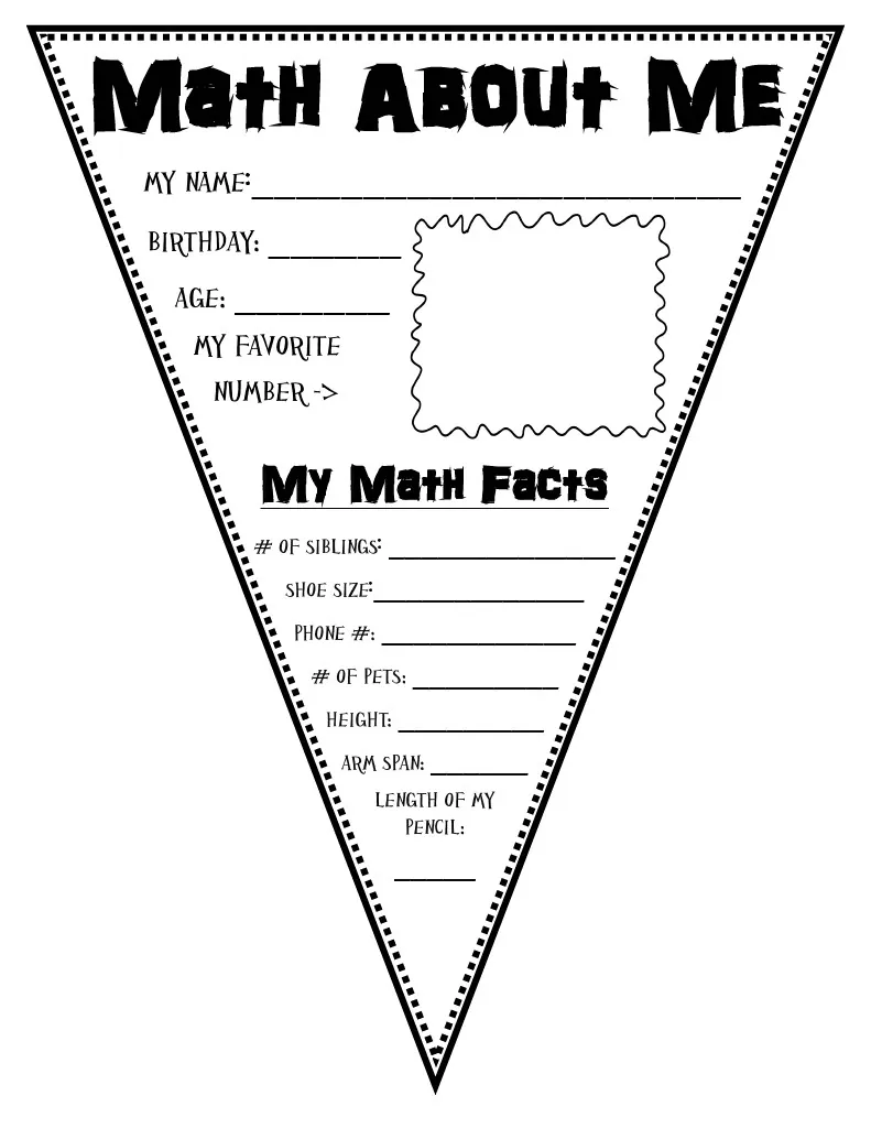 Editable Math About Me Pennant – cover