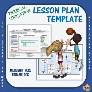 Editable PE Lesson Plan Template – 3 Color Options – cover