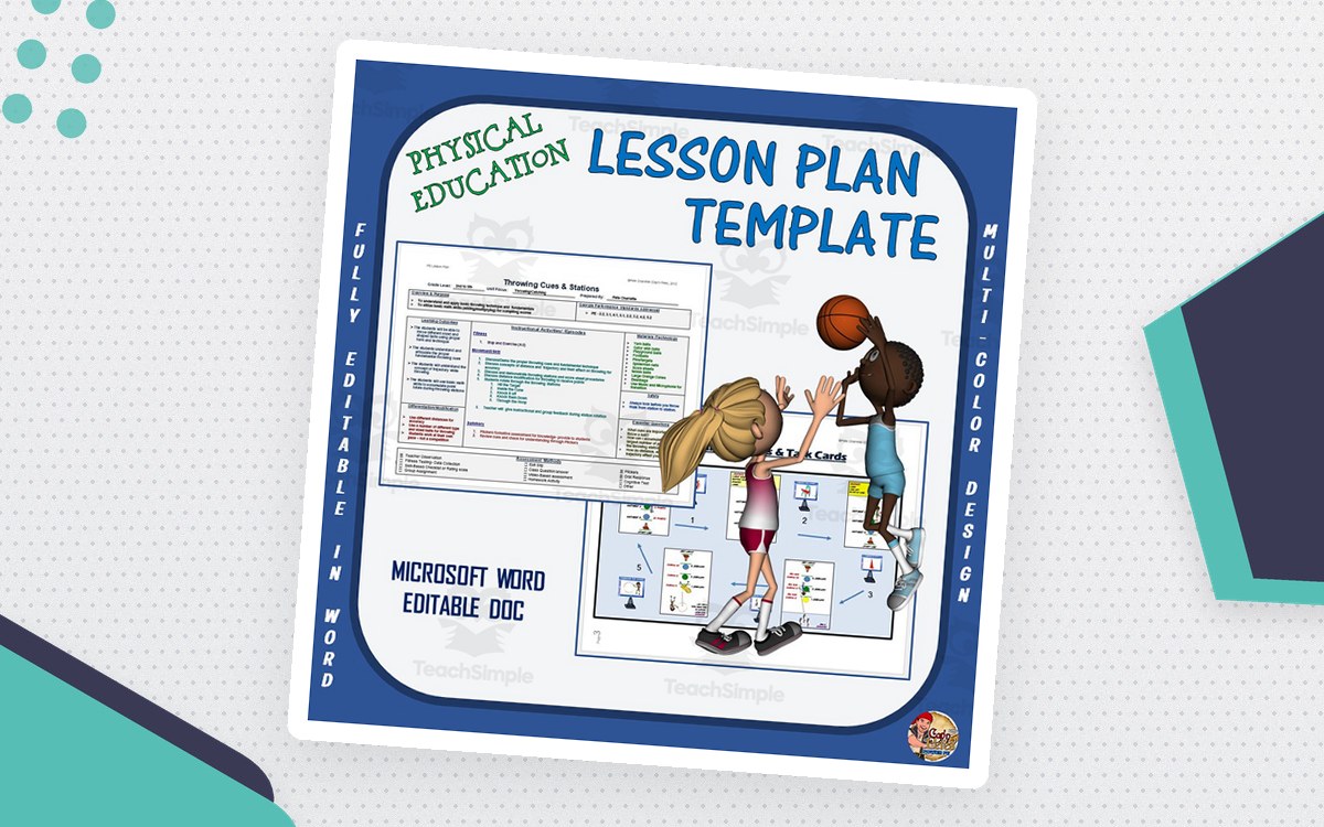 Editable PE Lesson Plan Template – 3 Color Options preview