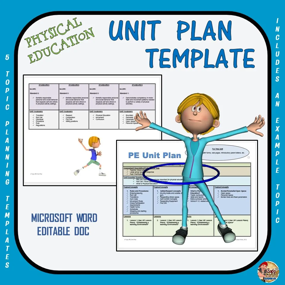 Editable PE Unit Plan Template – cover