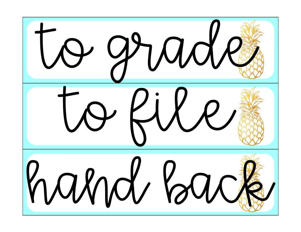 Sterilite drawer labels in the first design: to grade, to file, and hand back, for sorting classroom papers