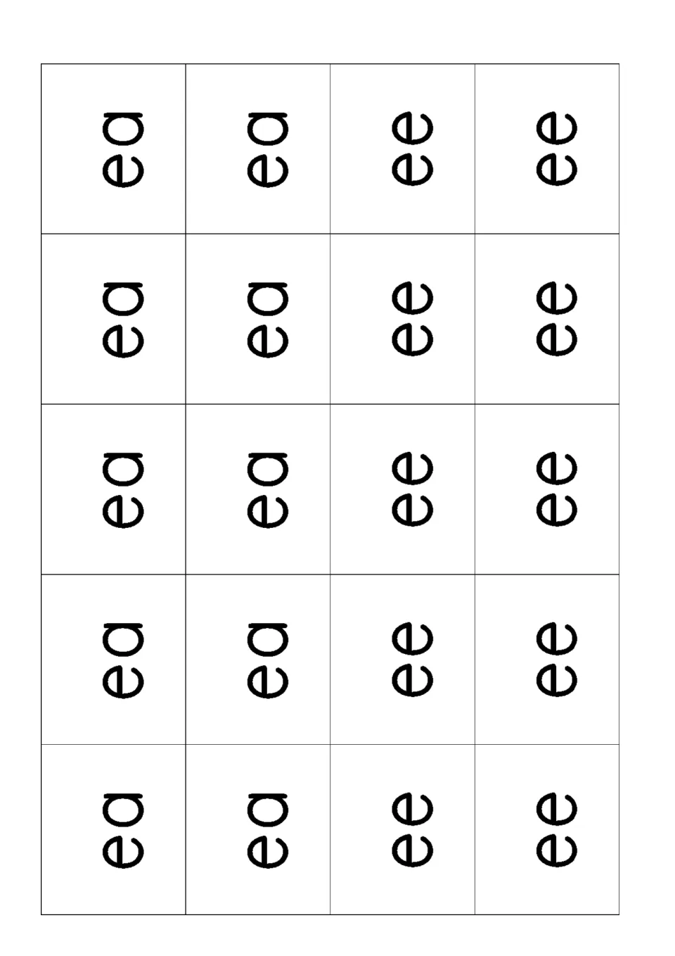 Sound cards to cut out: ten ea cards and ten ee cards that players draw from the bag to choose a matching picture