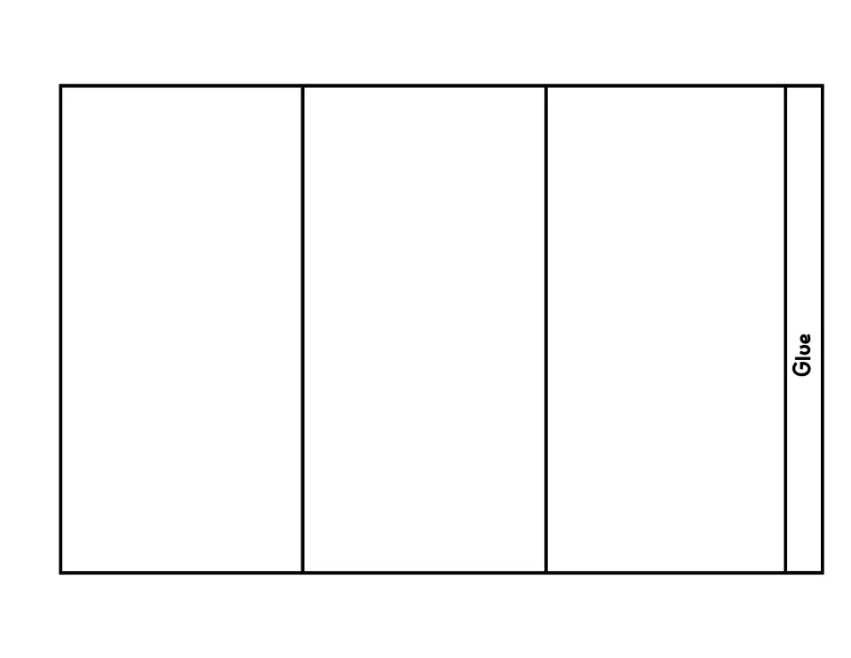 Second blank three-panel strip of the eggplant foldable with one glue tab, cut out and joined to extend the base