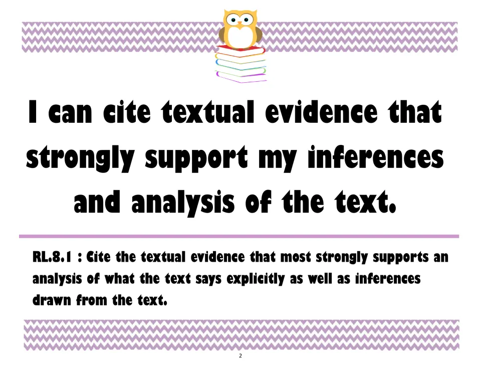RL.8.1 I can poster: I can cite textual evidence that strongly supports my inferences and analysis of the text