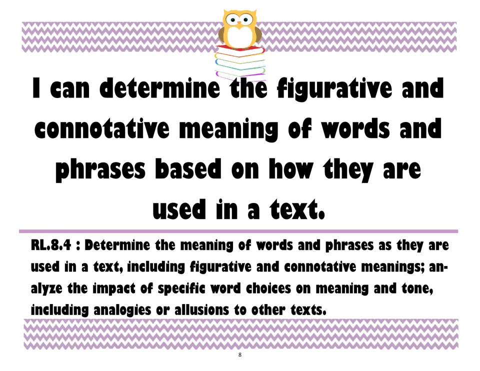 RL.8.4 I can poster: I can determine the figurative and connotative meaning of words and phrases used in a text