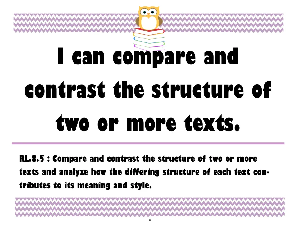 RL.8.5 I can poster: I can compare and contrast the structure of two or more texts, with the standard text below