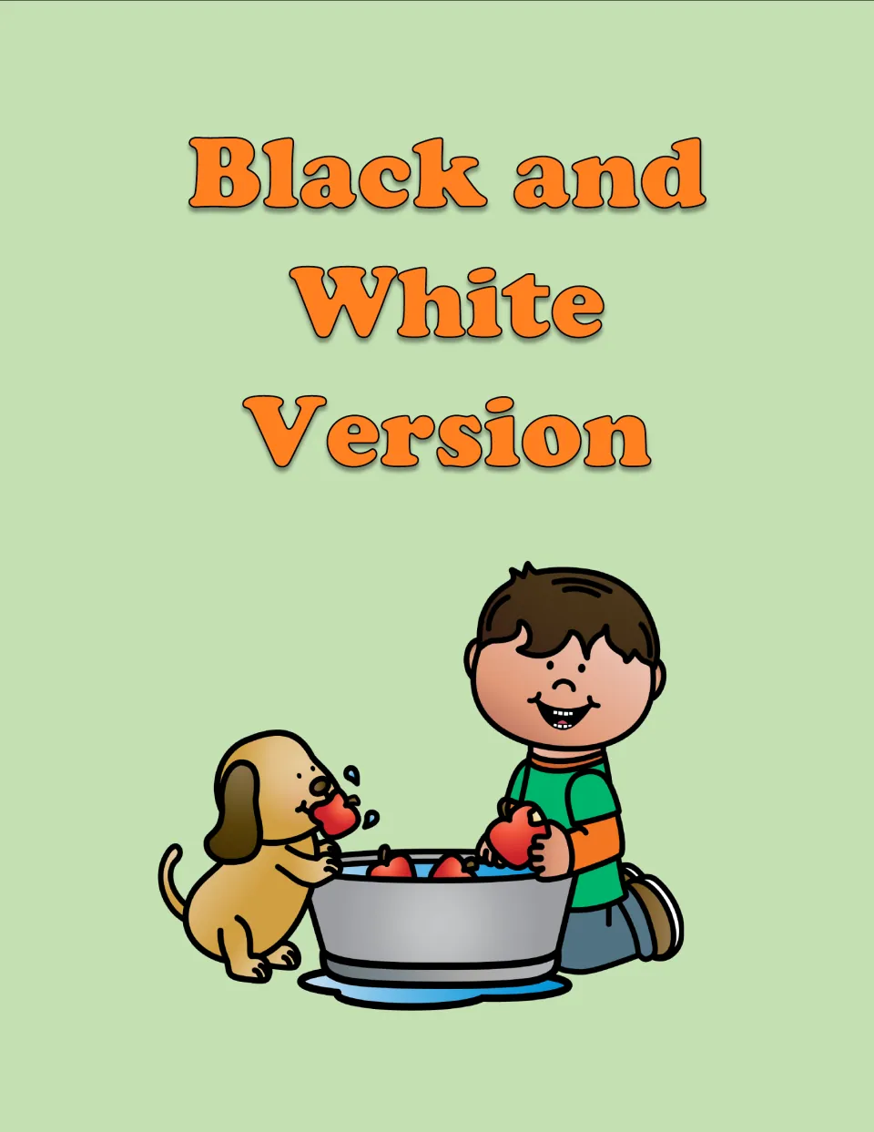 Black and White Version divider introducing the alternate versions of the autumn elapsed-time worksheets