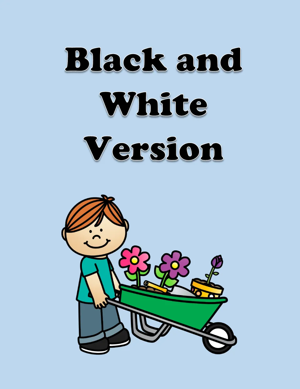 Black and White Version divider introducing the printable black-and-white springtime elapsed-time worksheets
