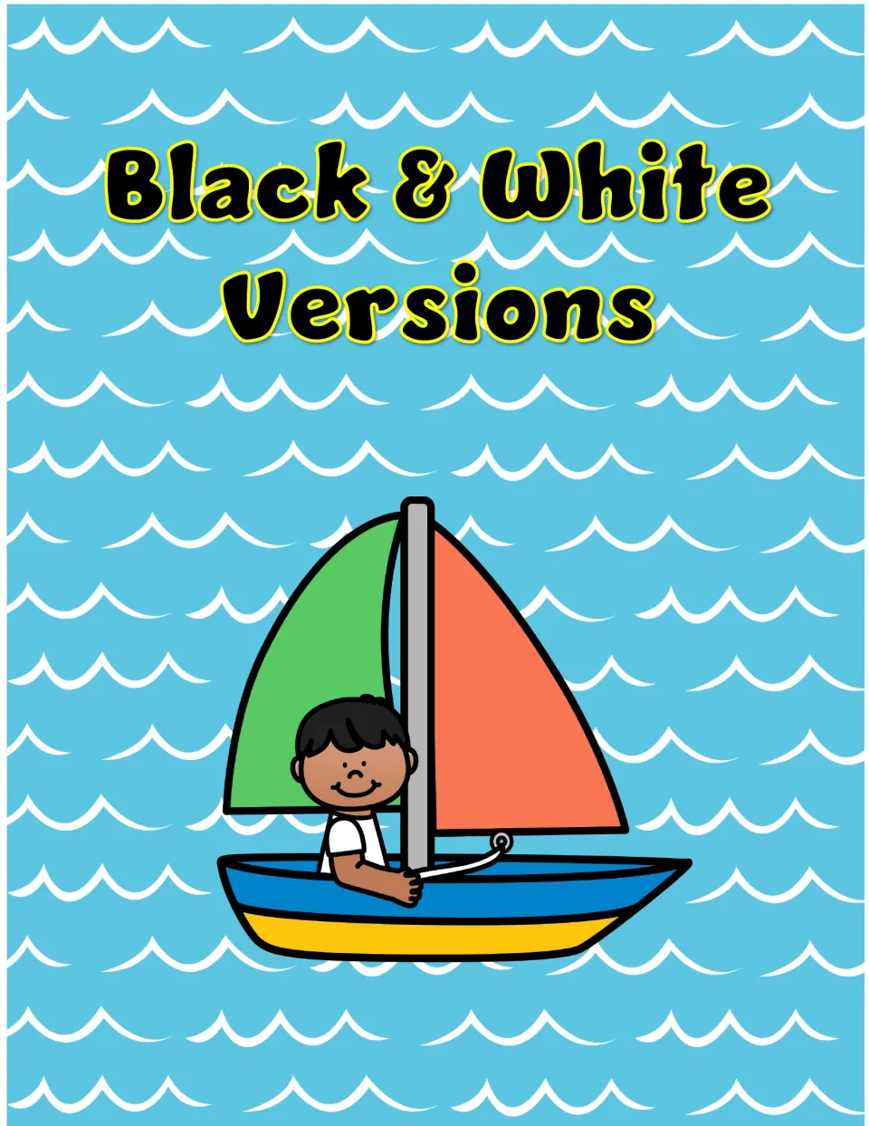 Black & White Versions section divider introducing the beach-themed elapsed-time worksheets without color