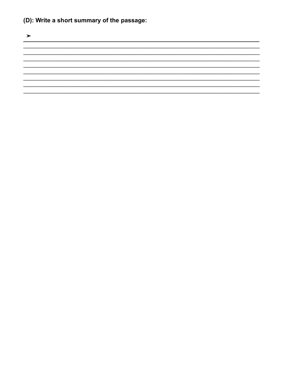 Summary writing: students write a short summary of the passage on how electricity travels from its source to the socket