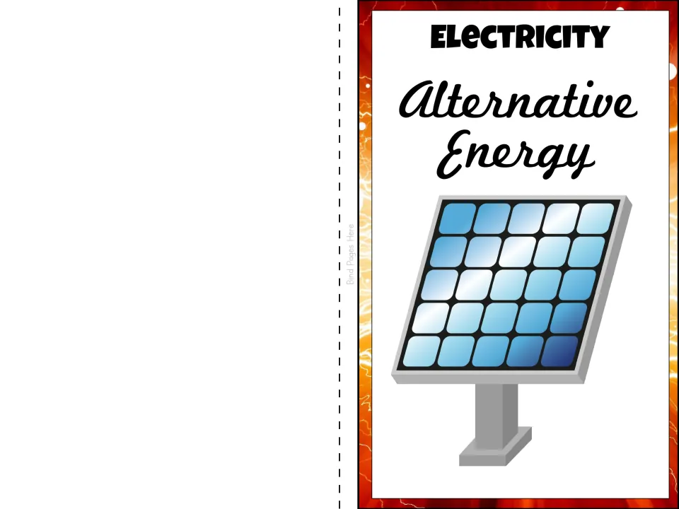 Color student booklet cover titled Alternative Energy under Electricity, illustrated with a solar panel