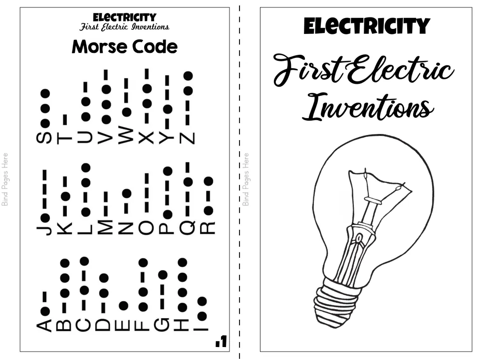 Black-and-white booklet sheet pairs the Morse code alphabet reference on page 11 with the light bulb cover