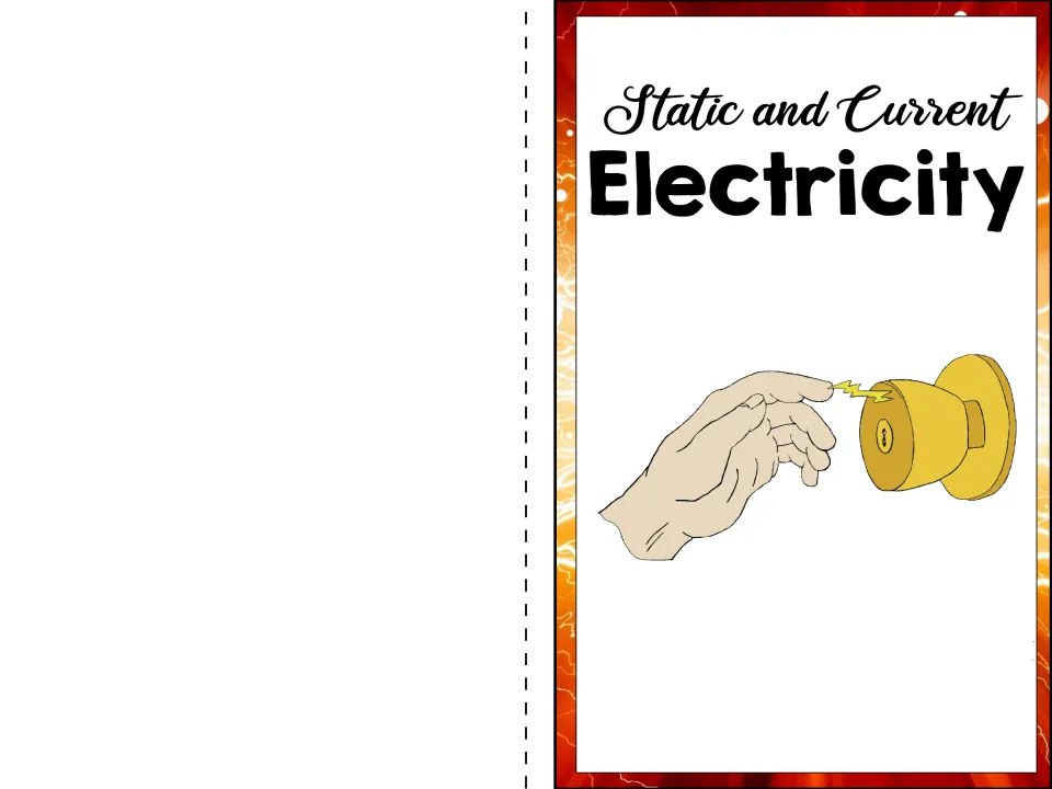 Electricity booklet cover for the half-size color version shows a hand reaching toward a sparking doorknob