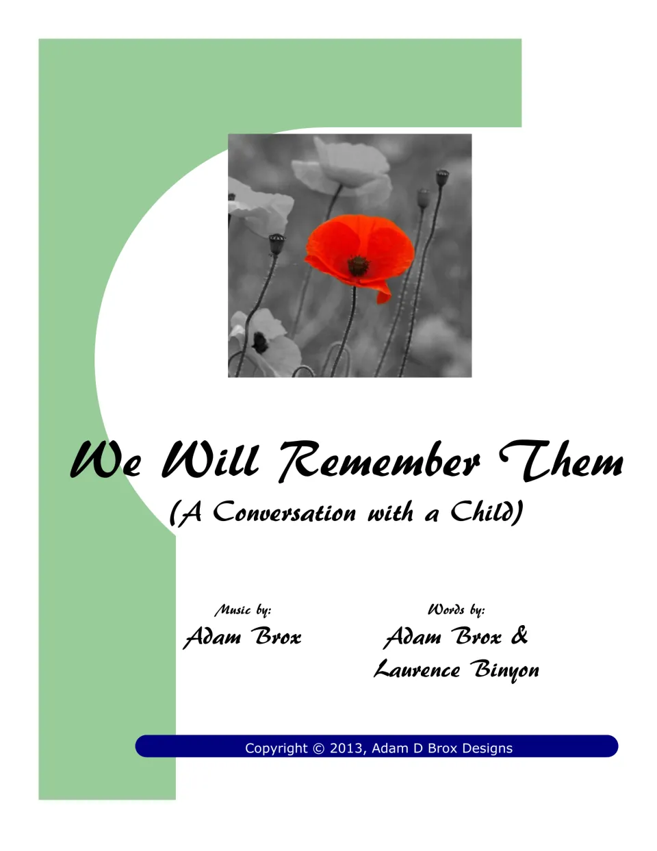 Cover of We Will Remember Them (A Conversation with a Child), music by Adam Brox, words by Brox and Laurence Binyon
