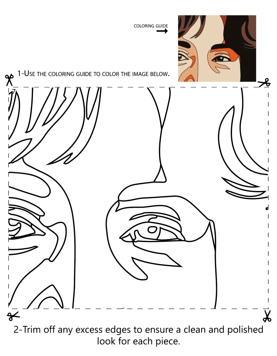 Mural section 7 shows Ellen Ochoa's eyes, eyebrows, and forehead, with a color guide and trimming directions