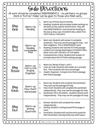 Emergency Sub Plans for 3rd - 4th Grade Social Studies – sample page 2