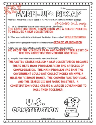 Emergency Sub Plans for 5th-7th Grade Social Studies: On the Constitution – sample page 4