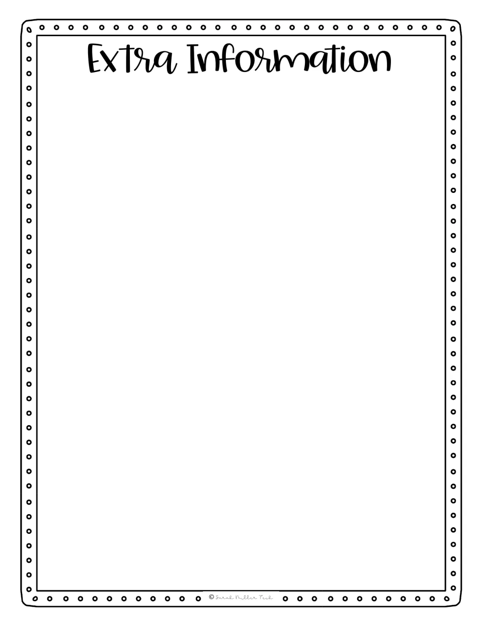 Blank Extra Information page left open for the teacher to add notes for the substitute