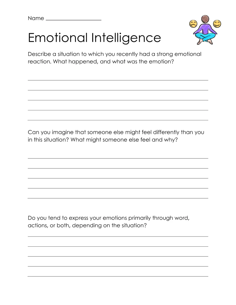 Perspective-taking: students describe a strong emotional reaction, imagine others' feelings and note words vs actions