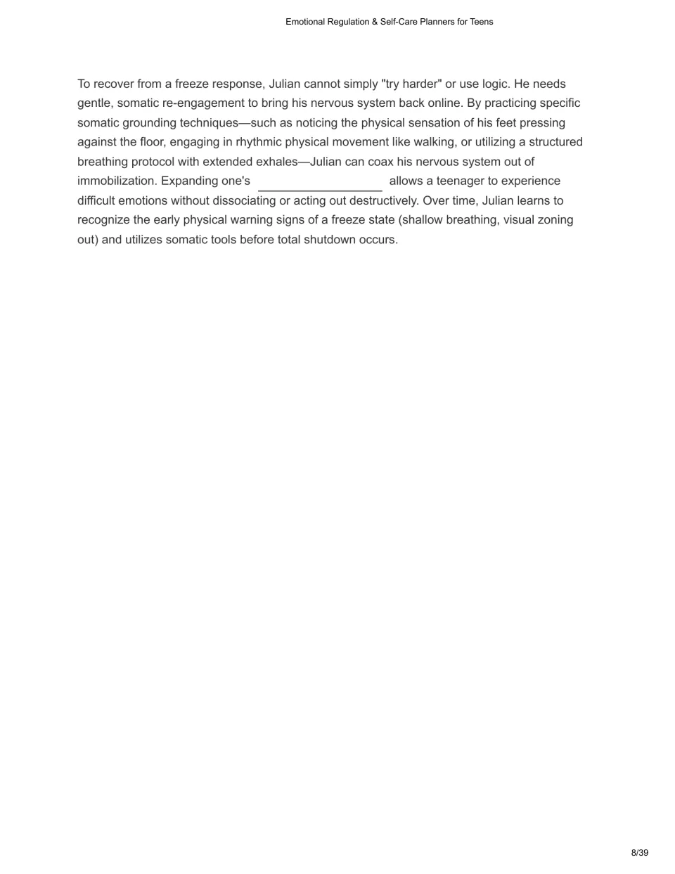 Freeze response recovery: grounding, walking and slow exhales, plus a blank on expanding the Window of Tolerance