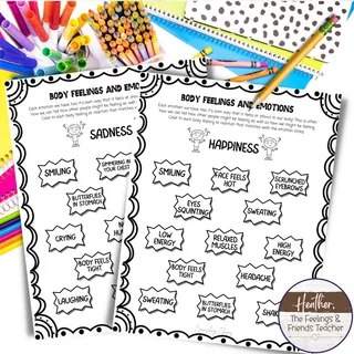 Emotions And Body Reactions Coloring Worksheet For Elementary Kids – sample page 4