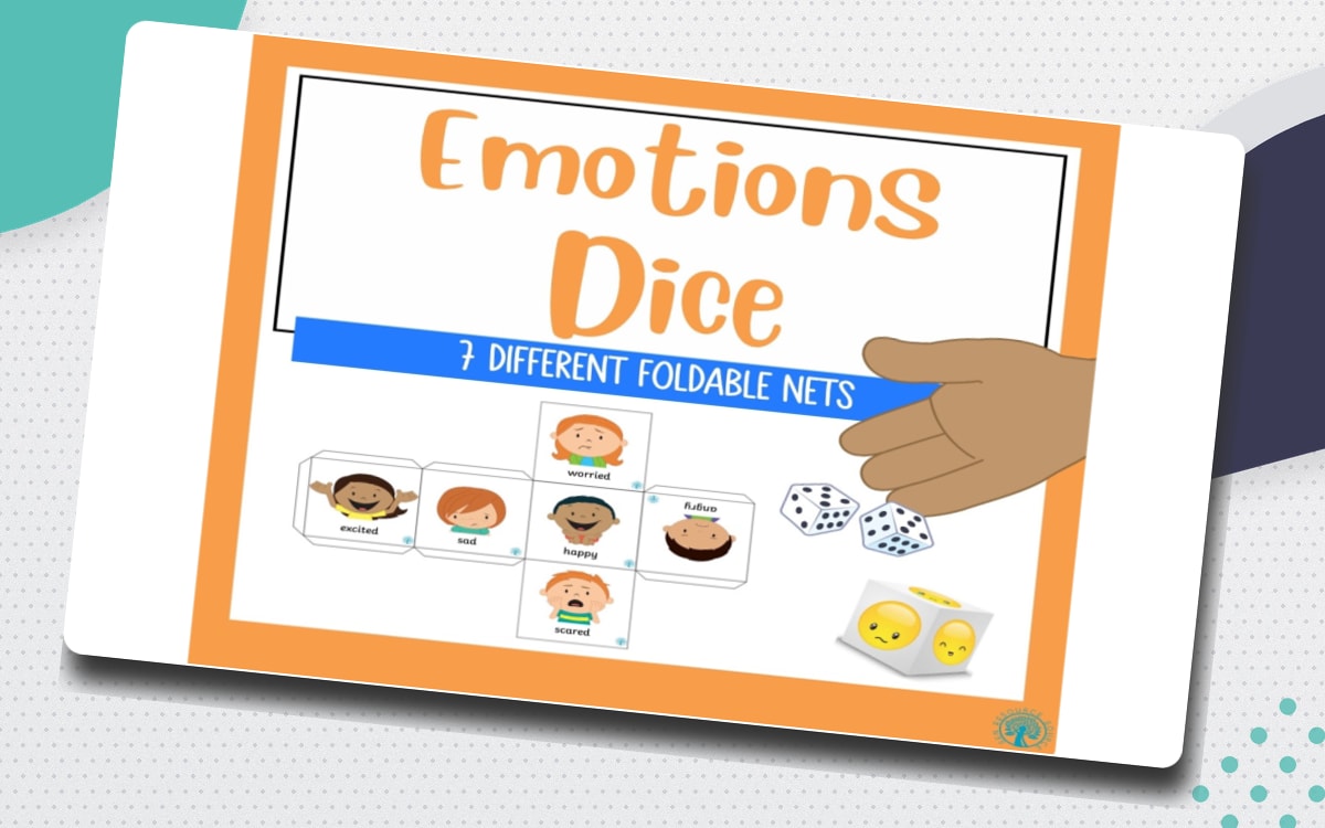 Emotions Dice preview: Printable six-face emotions die