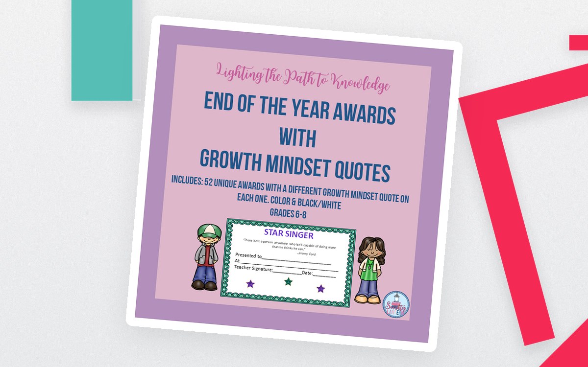 End of the Year Awards with Growth Mindset Quotes preview: 52 unique award categories