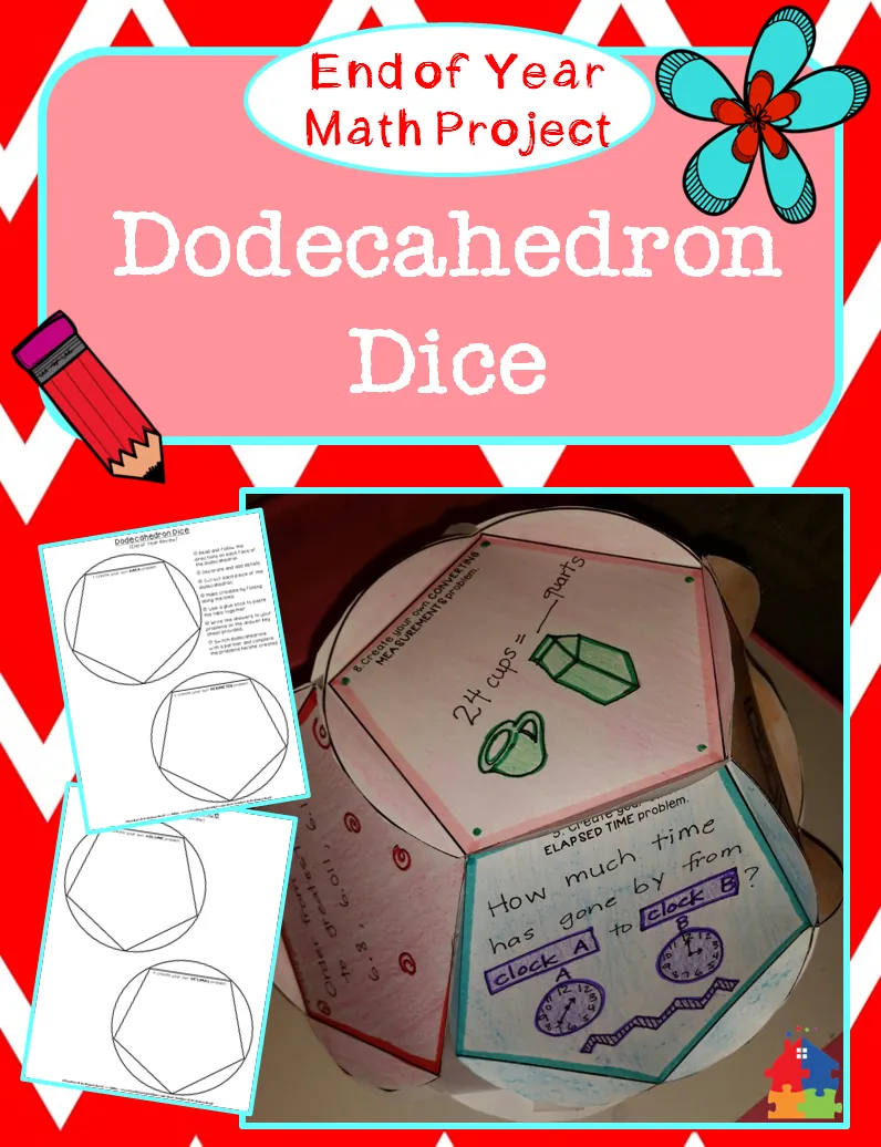 End of the Year Math Project - Dodecahedron Dice – cover