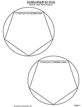 End of the Year Math Project - Dodecahedron Dice – sample page 2