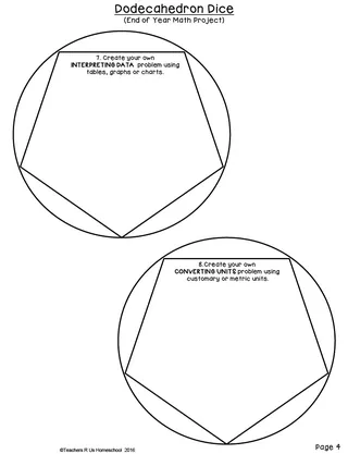 End of the Year Math Project - Dodecahedron Dice – sample page 3
