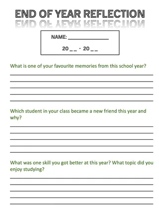 End-of-Year Reflection – Middle School Writing Prompts – sample page 2
