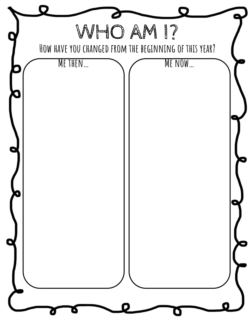 Who Am I?: students compare Me then and Me now to show how they have changed since the beginning of the school year