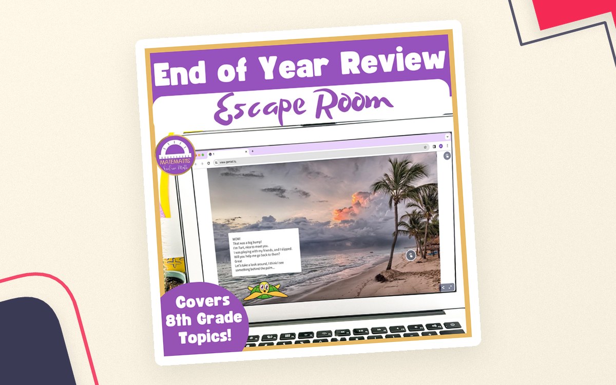 End of Year Summer 8th Grade Math Review | Digital Escape Room teaching resource preview