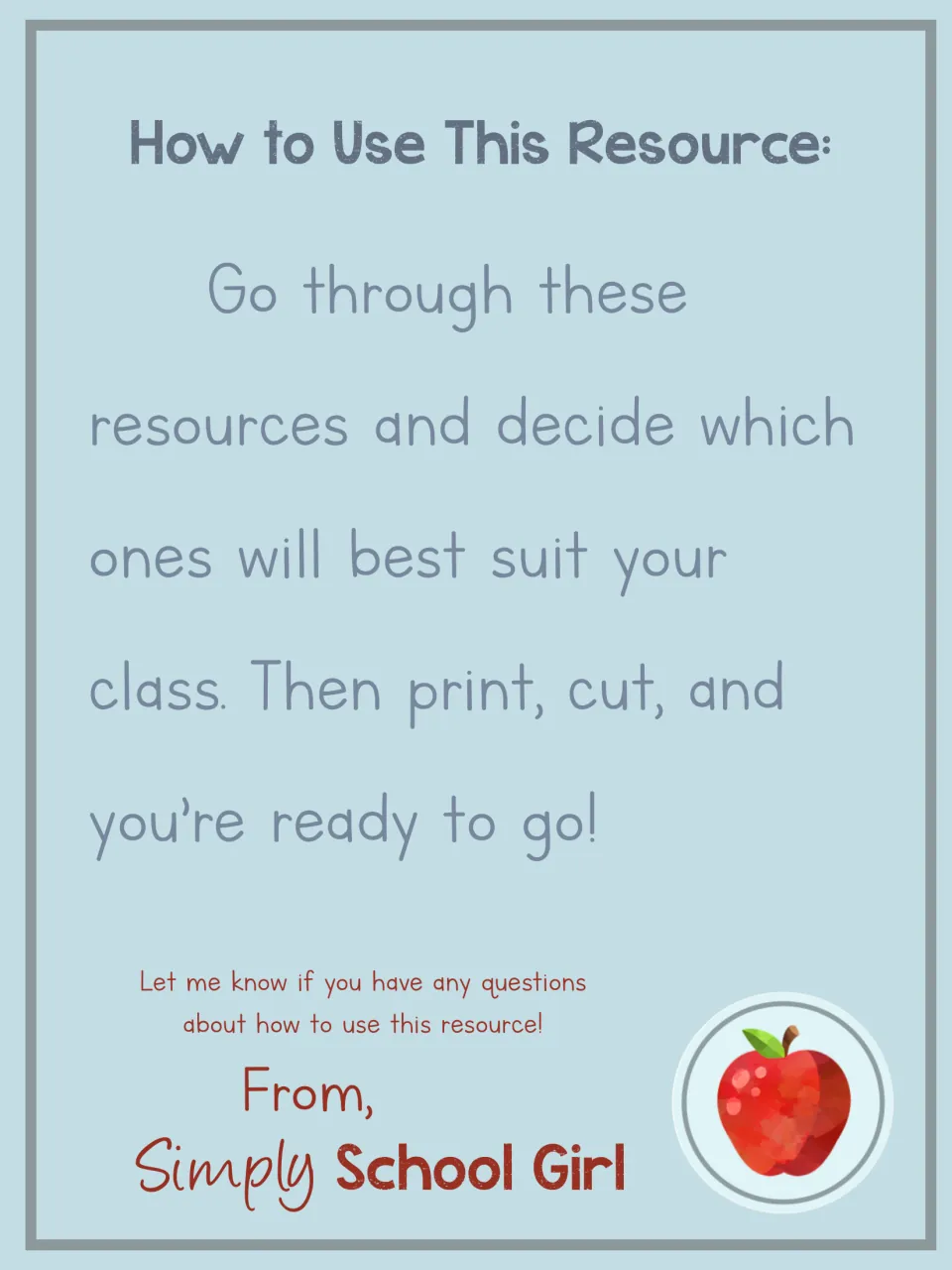 How to use this resource: note asking teachers to pick activities that suit their class, then print and cut them