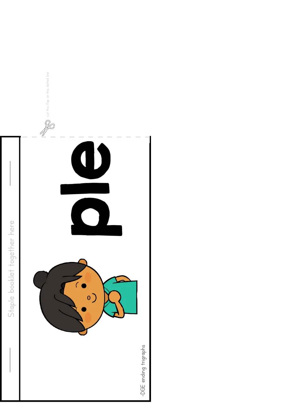 Flip booklet cut-out piece: ple with a girl holding her hand to her chest, the last booklet page for blending pledge