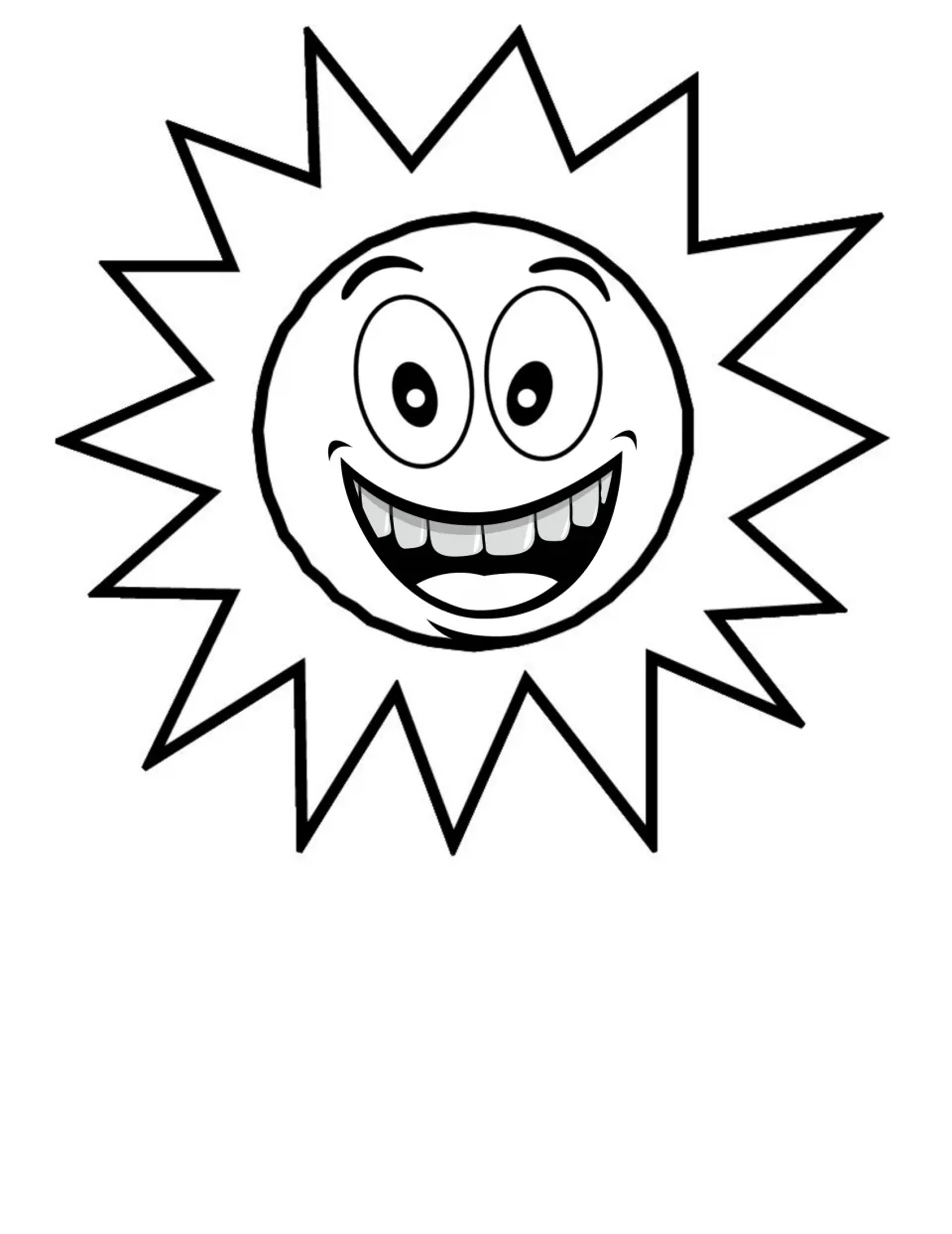 Thermal energy cut-out: a large smiling cartoon sun with pointed rays for students to color and cut out