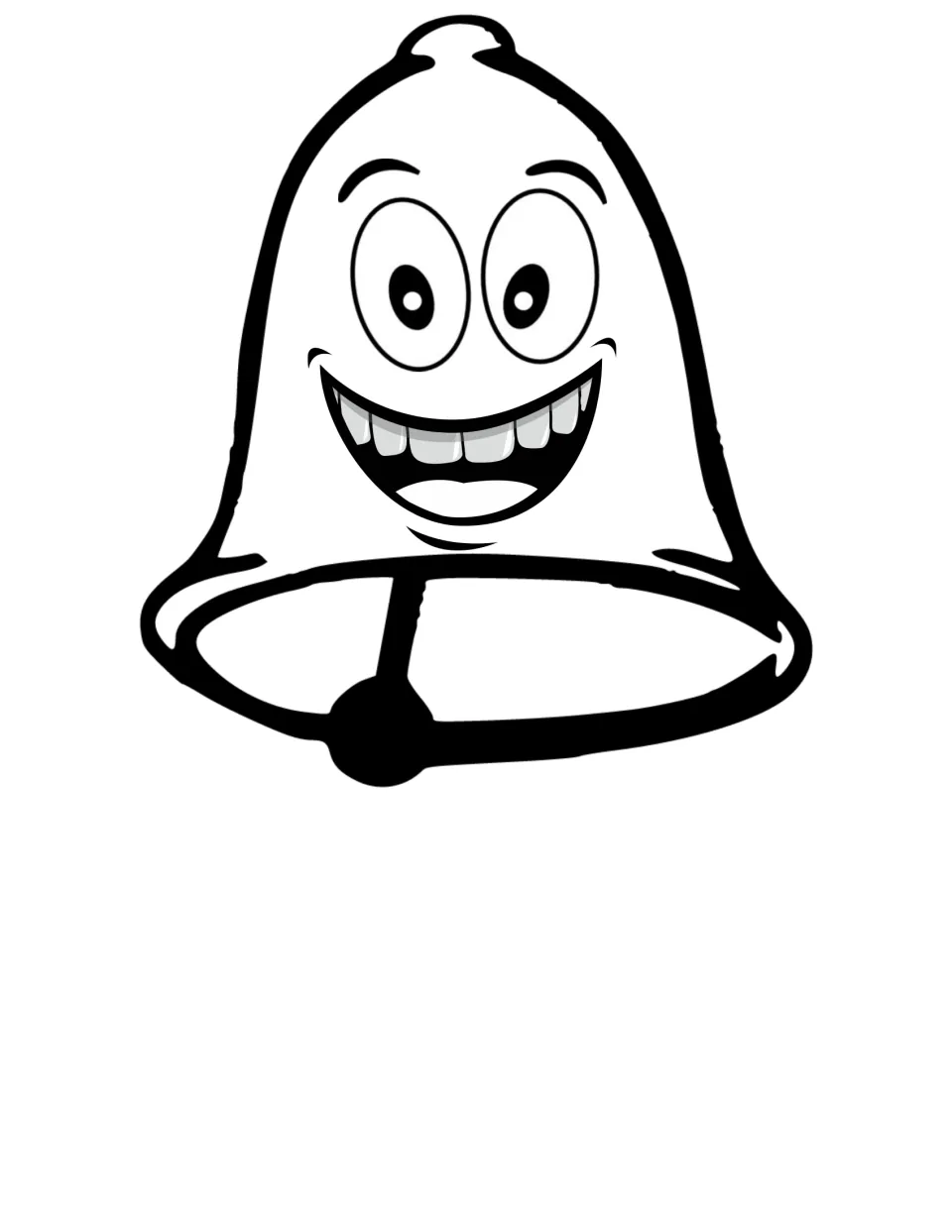 Sound energy cut-out: a large smiling cartoon bell with a clapper for students to color and cut out