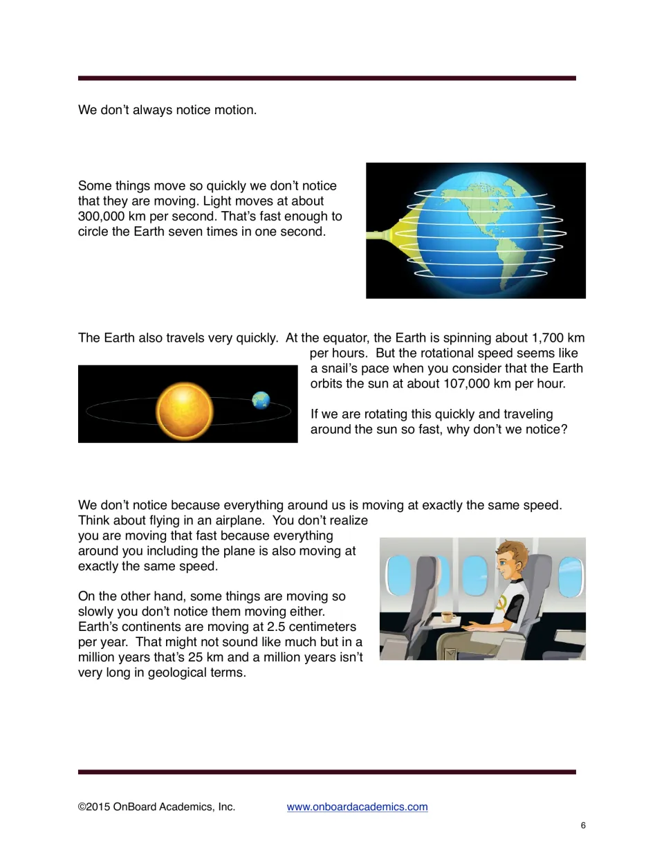 Motion reading explains unnoticed movement through light, Earth’s rotation and orbit, airplanes, and continents
