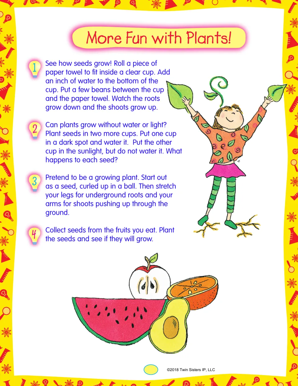 More Fun with Plants: watch beans root in a paper-towel cup, test plants without water or light, act out a growing seed