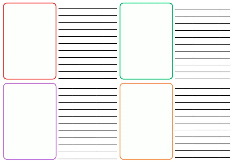 Second research worksheet provides spaces for setting, chapter comprehension, analysis, and writing cards
