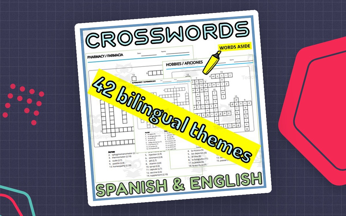 English Spanish Bilingual Vocabulary Crossword preview