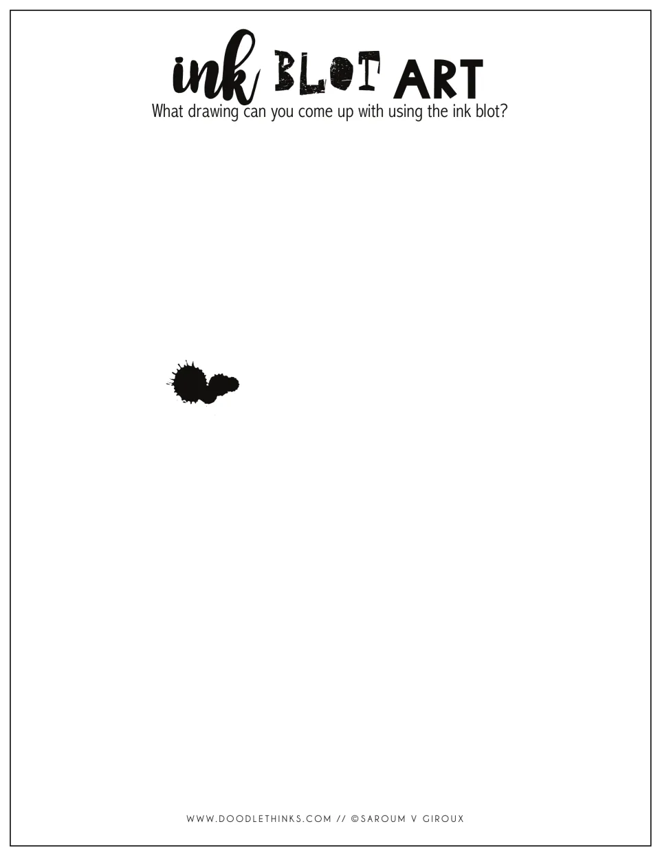 Ink Blot Art: students draw a picture inspired by a small two-part blot like the one in the caterpillar example