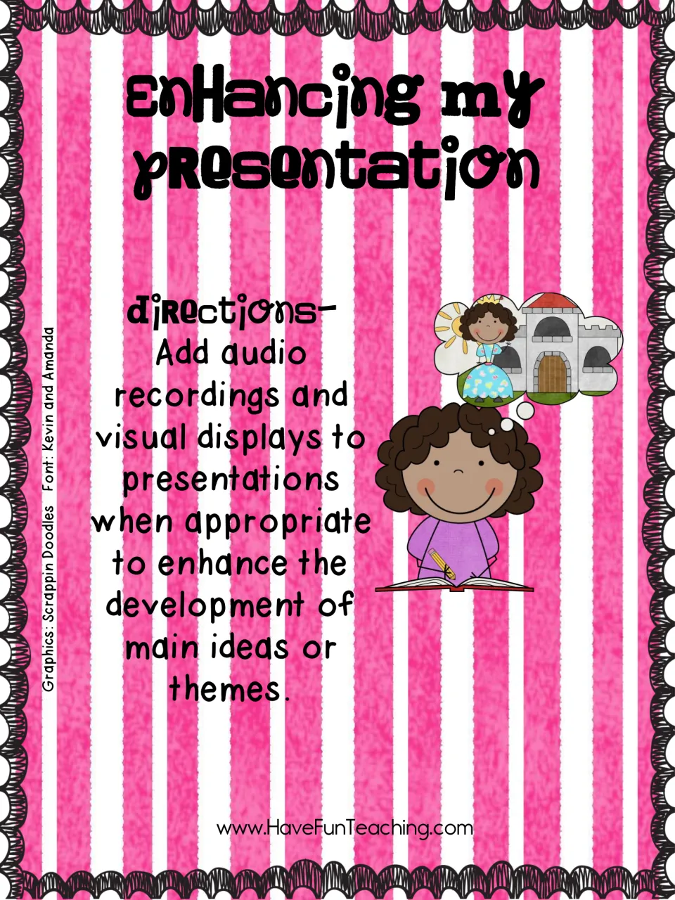 Enhancing My Presentation cover: directions to add audio recordings and visual displays that develop main ideas