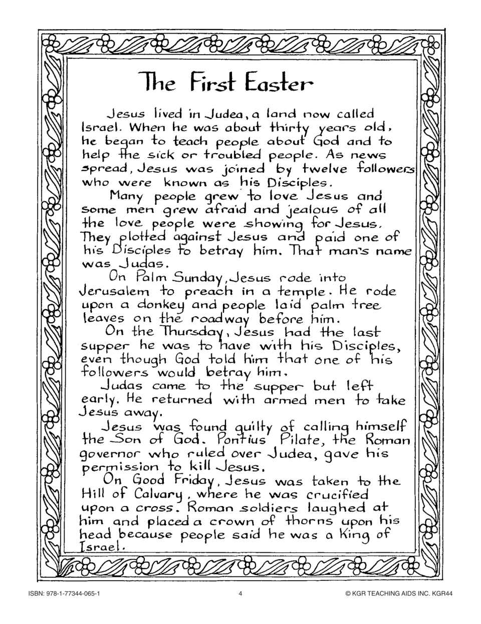 Reading passage 'The First Easter', part 1: Judas's betrayal, Palm Sunday, the last supper and Good Friday
