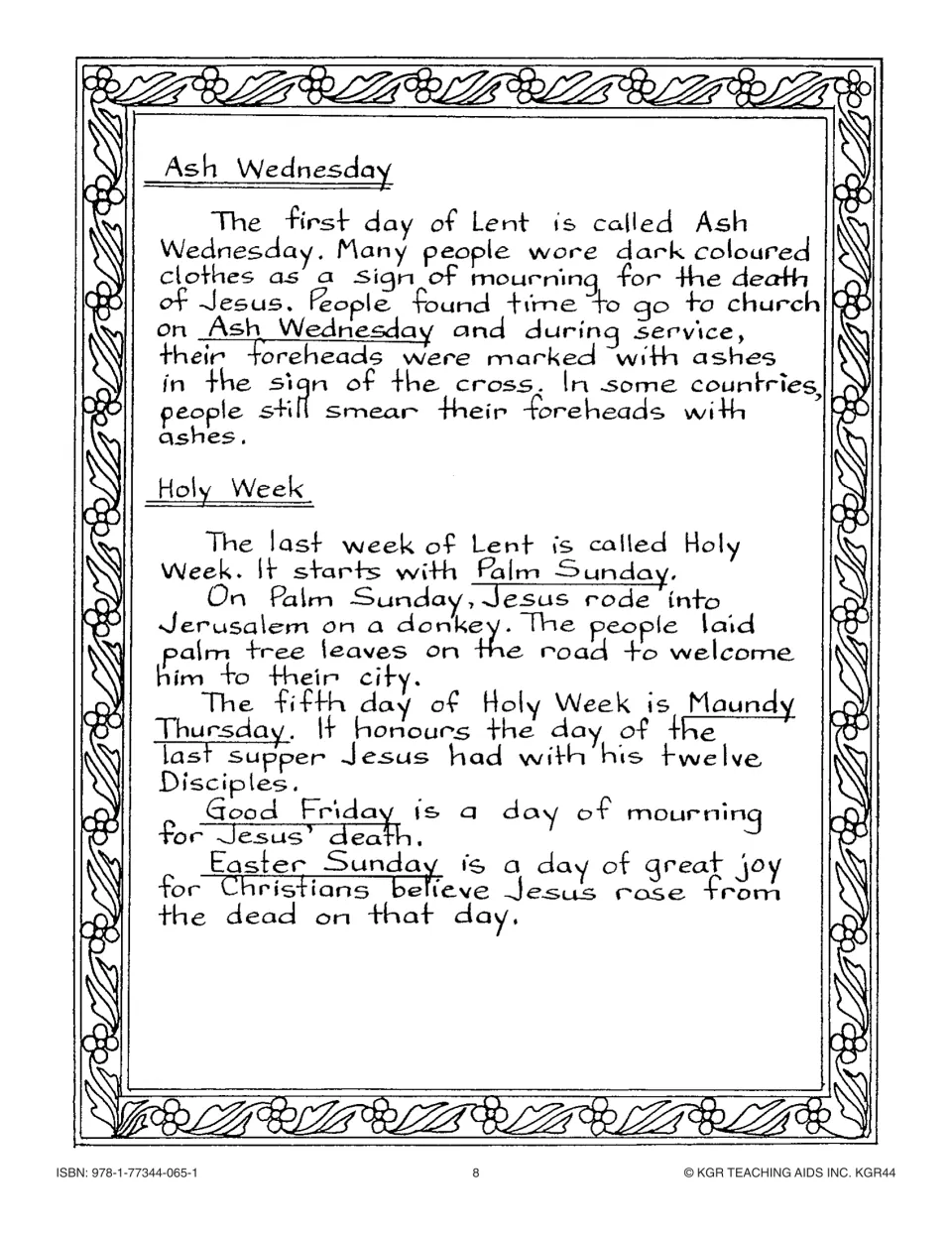 Part 2 of the special days passage: Ash Wednesday and Holy Week, from Palm Sunday to Easter Sunday