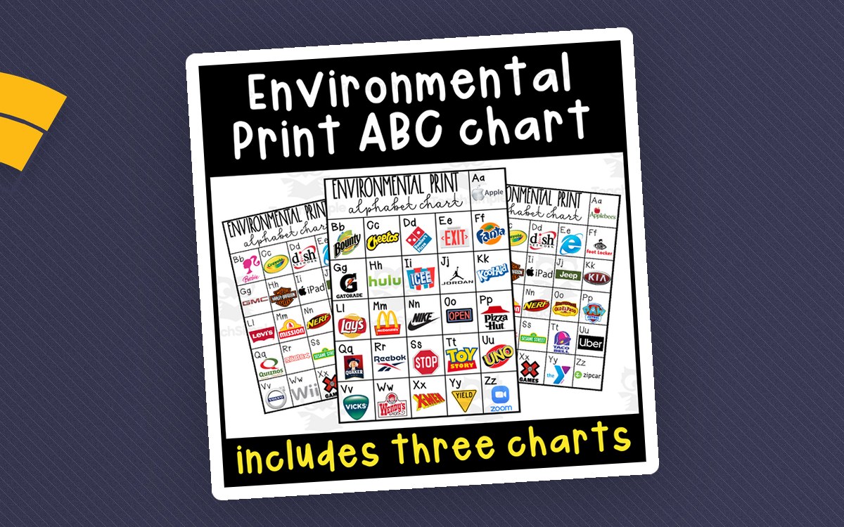 Environmental Print ABC Chart – Logo Letters preview: environmental print alphabet practice pages