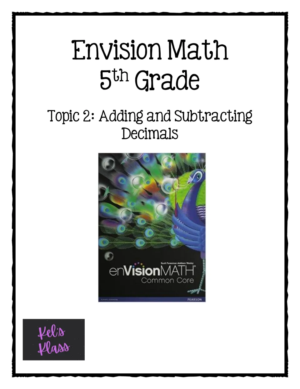 Envision Math 5th Grade cover for Topic 2: Adding and Subtracting Decimals, showing the enVisionMATH textbook cover